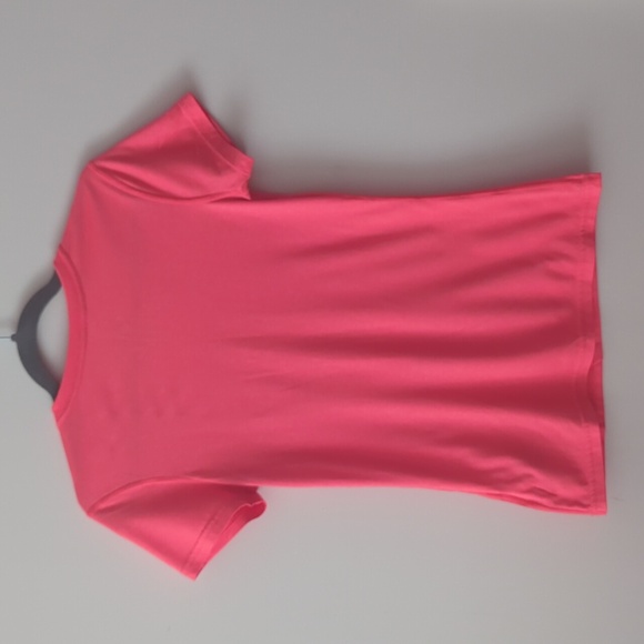 Nike | Women's Neon Pink Dri-FIT Short Sleeve V-neck Tee Shirt - Picture 2 of 3